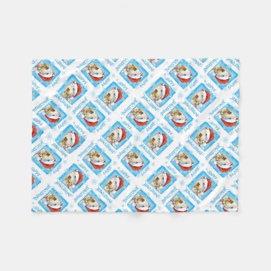 Couverture Polaire Noël Sealyham Terrier Fleece Blanche (Devant (Horizontal))