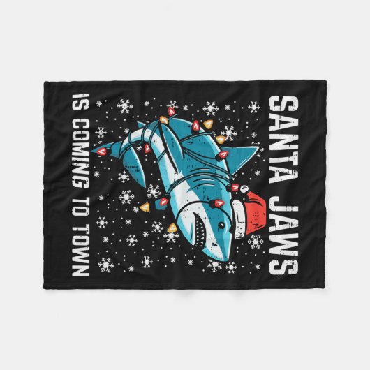 Couverture Polaire Noël Shark Père Noël Jaws Jaws Jaws Hommes Garçons (Devant (Horizontal))
