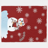 Couverture Polaire Noël Snowman chocolat chaud et sucre de canne (Devant (Horizontal))