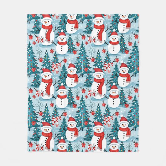 Couverture Polaire Noël Snowman mignon et cosy (Devant)