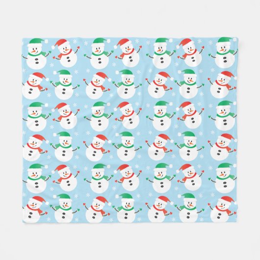 Couverture Polaire Noël Snowman Snowflake Motif (Devant (Horizontal))