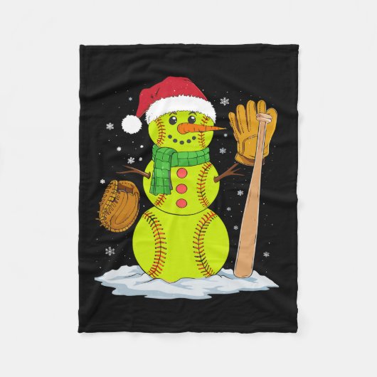 Couverture Polaire Noël Snowman Softball Pitcher Boys Enfants Ados (Devant)