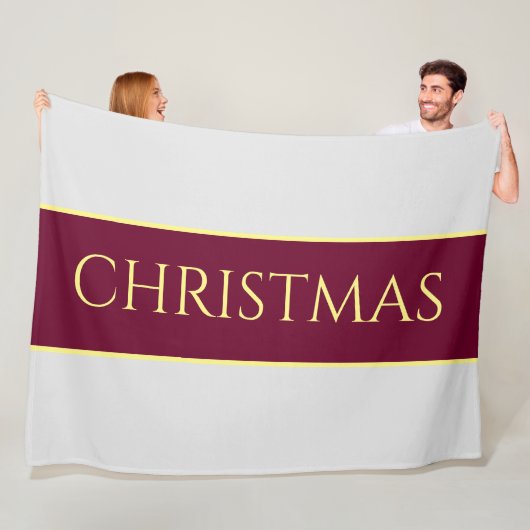 Couverture Polaire NOËL Snowy White Festin Burgundy Stripes (En situation)