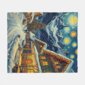 Couverture Polaire Noël Starry Night Mountain Village (Devant (Horizontal))