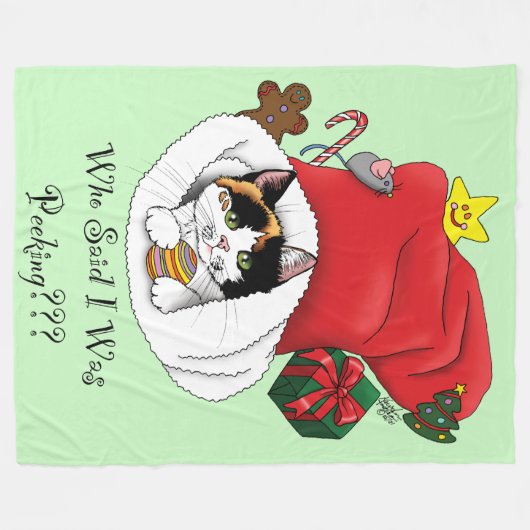 Couverture Polaire Noël Stocker mignonne Calico Kitten (Devant (Horizontal))