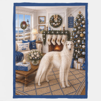 Couverture Polaire Noël sur Cape Cod ,Borzoi