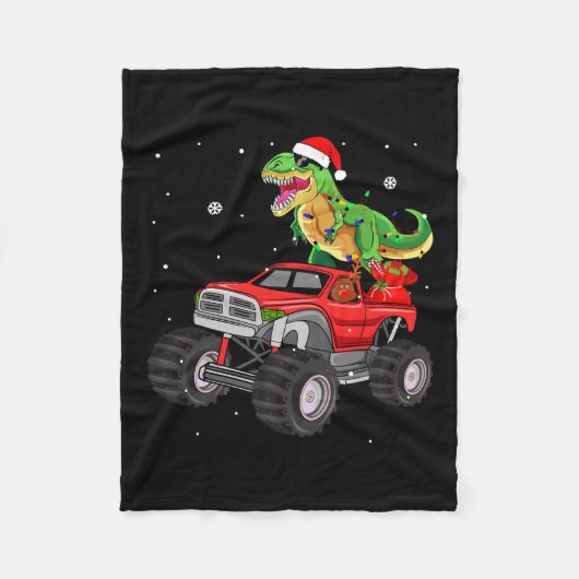 Couverture Polaire Noël T Rex Dinosaur Camion Monster Père Noël Pajam (Devant)