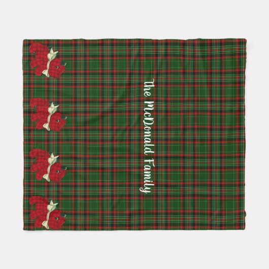 Couverture Polaire Noël, Tartan rouge & vert, Chien écossais (Devant (Horizontal))