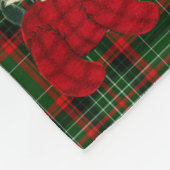 Couverture Polaire Noël, Tartan rouge & vert, Chien écossais (Coin)