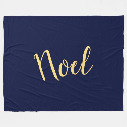 Couverture Polaire NOEL Texte Sophistiqué Sur Elegant Rich Navy Blue (Devant (Horizontal))