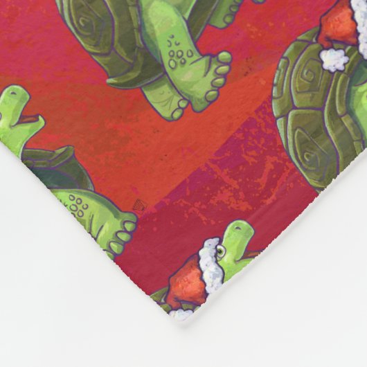 Couverture Polaire Noël tortue en rouge (Coin)