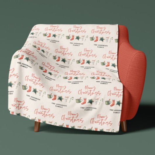 Couverture Polaire Noël traditionnel coco chaud et biscuits