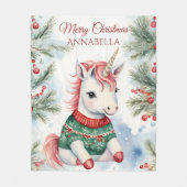 Couverture Polaire Noël Unicorne mignon Personnalisé (Devant)
