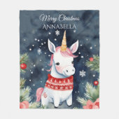 Couverture Polaire Noël Unicorne personnalisée (Devant)