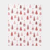 Couverture Polaire Noël Vacances Aquarelle Rose or Arbre (Devant)