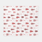 Couverture Polaire Noël Vacances Aquarelle Rose or Arbre (Devant (Horizontal))