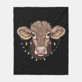 Couverture Polaire Noël Vache Luminaire Ferme Fermier Noël (Devant)