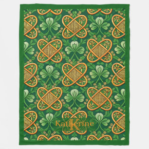 Couverture Polaire Nœuds celtiques irlandais vintage Trèfles chanceux