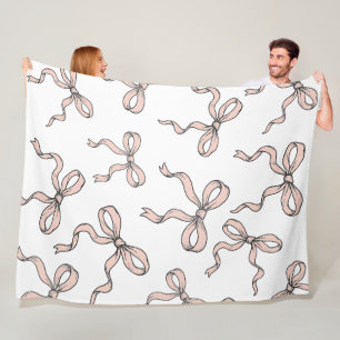 Couverture Polaire Nœuds de ruban rose à la mode mignons contourné en