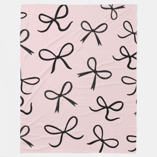 Couverture Polaire Nœuds Noirs Mignons Tendance Rose (Devant)