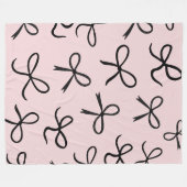 Couverture Polaire Nœuds Noirs Mignons Tendances Rose (Devant (Horizontal))