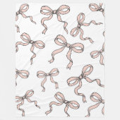 Couverture Polaire Nœuds ruban rose tendance mignons contour noir (Devant)