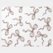 Couverture Polaire Nœuds ruban rose tendance mignons contour noir (Devant (Horizontal))