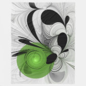 Couverture Polaire Noir Abstrait et blanc avec art fractal vert (Devant)