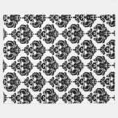 Couverture Polaire Noir & Blanc Damask Chic Moderne Motif élégant (Devant (Horizontal))