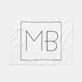 Couverture Polaire Noir & Blanc Élégant Unique Monogramme (Devant (Horizontal))