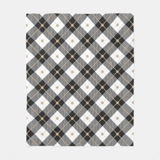 Couverture Polaire Noir blanc et doré (Devant)