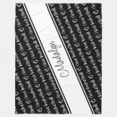 Couverture Polaire noir blanc J'aime basketball texte motif (Devant)