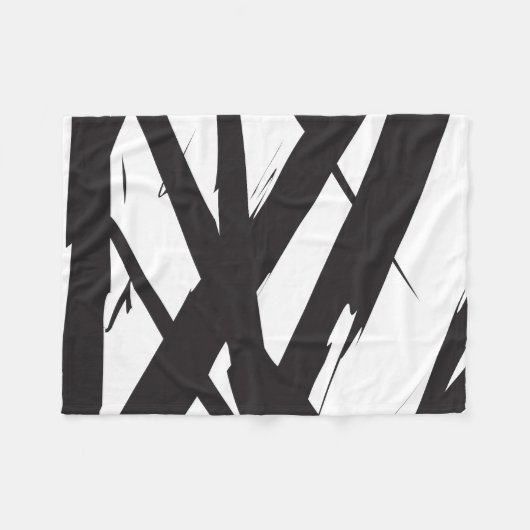 Couverture Polaire Noir & Blanc Moderne Ligne d'Art Abstrait Décorati (Devant (Horizontal))