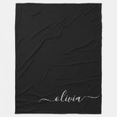 Couverture Polaire Noir Blanc Moderne Minimaliste Élégant Monogramme (Devant)