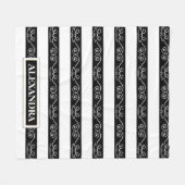 Couverture Polaire Noir Blanc rayé design Monogramme (Devant (Horizontal))