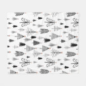 Couverture Polaire Noir blanc sapin Motif minimaliste (Devant (Horizontal))