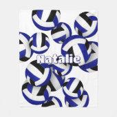 Couverture Polaire noir bleu équipe couleurs volleyballs filles sport (Devant)