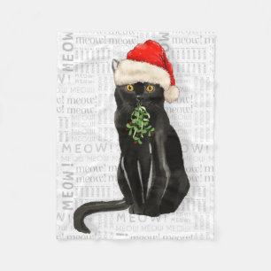 Couverture Polaire Noir Bombay Père Noël Chat Noël