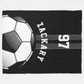 Couverture Polaire Noir brillant de ballon de football (Devant (Horizontal))