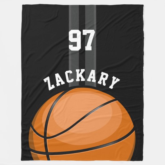 Couverture Polaire Noir brillant de basket-ball (Devant)
