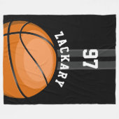 Couverture Polaire Noir brillant de basket-ball (Devant (Horizontal))
