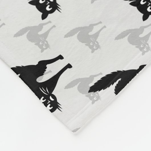 Couverture Polaire Noir Chat Shadow Silhouette Motif Design (Coin)