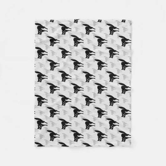 Couverture Polaire Noir Chat Shadow Silhouette Motif Design (Devant)