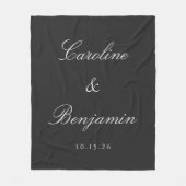 Couverture Polaire Noir classique Script élégant Mariage Nom personna (Devant)