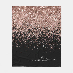 Couverture Polaire Noir de rose rose noire Parties scintillant noire