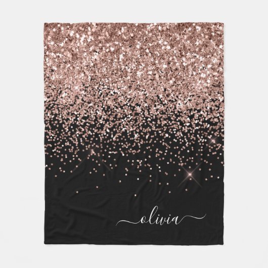 Couverture Polaire Noir de rose rose noire Parties scintillant noire (Devant)