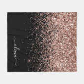 Couverture Polaire Noir de rose rose noire Parties scintillant noire (Devant (Horizontal))