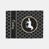 Couverture Polaire Noir de silhouette de cheval Quatrefoil blanc avec (Devant (Horizontal))