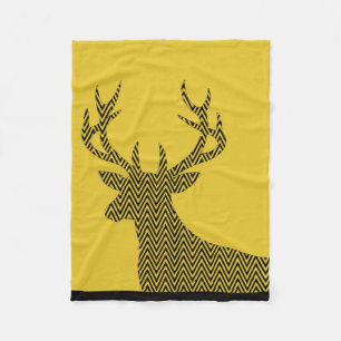 Couverture Polaire Noir d'or de la silhouette de mâle de cerfs