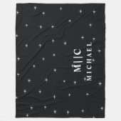 Couverture Polaire noir et blanc étoiles rétro moderne monogramme (Devant)